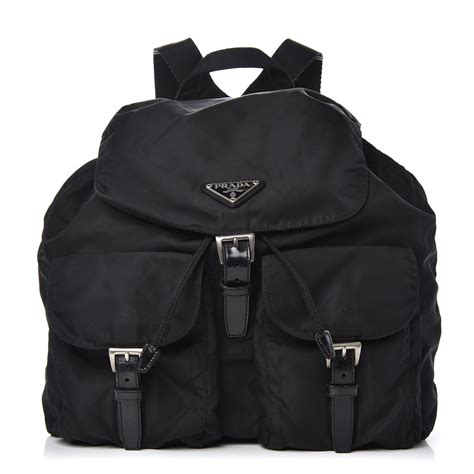 prada two pocket backpack men nylon one size black replica|prada medium nylon backpack.